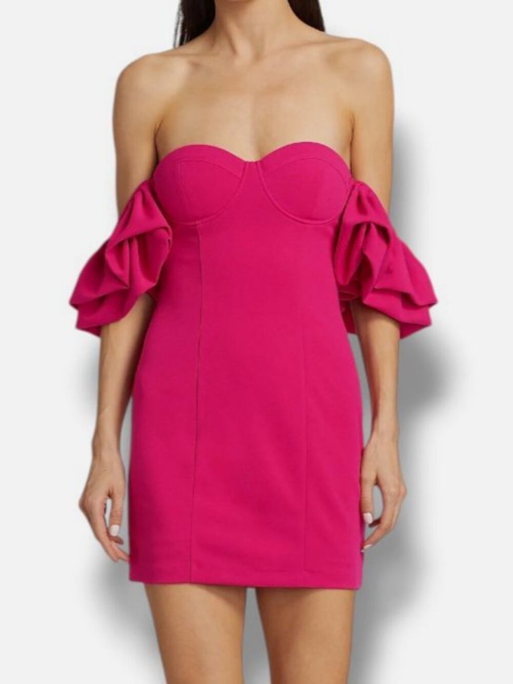 Line & Dot Women's Pink Off-Shoulder Ruffle Robin Mini Dress Size M